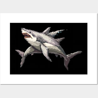 Pixel Shark Posters and Art